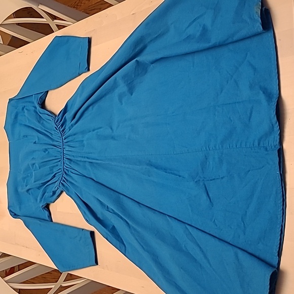 VTG 1980s SASSA Bold Bright Blue Gemstone Westernwear Fringe Dress with Pockets - Picture 10 of 17